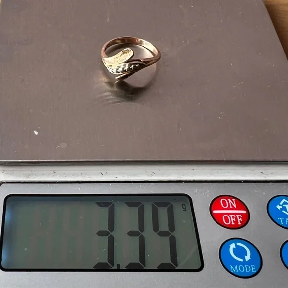 VINTAGE SOVIET UNION RUSSIAN TWO TONE 14K ROSE & WHITE GOLD RING HALLMARKED